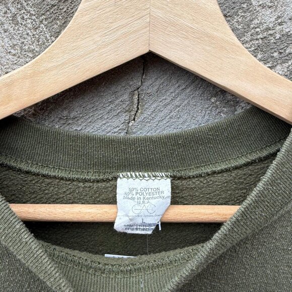 90's US Military Faded Olive Green Crewneck Sweatshirt - Picture 4 of 4